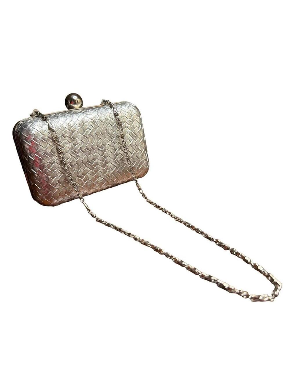 y2k Jessica Mclintock Silver evening bag mini clutch purse crossbody metallic